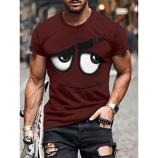 Hot New Men's 3D Digital Print Prank Ghost Short-Sleeve Tee