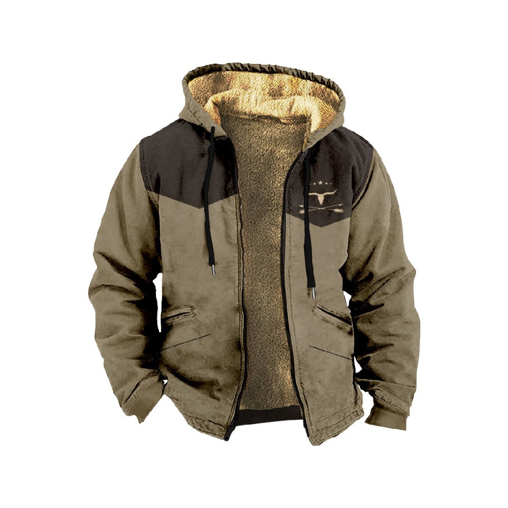 Fleece-Lined Winter Padded Coat Men's Double-Layer Thick Warm Jacket