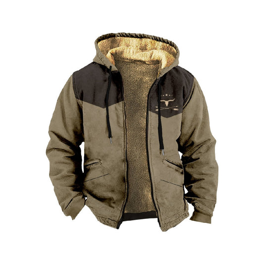 Fleece-Lined Winter Padded Coat Men's Double-Layer Thick Warm Jacket