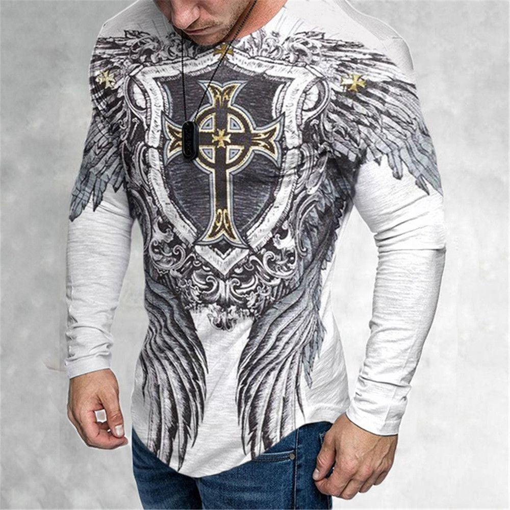 Retro Plaid Pattern 3D Digital Print Men's Loose Sportswear Tee