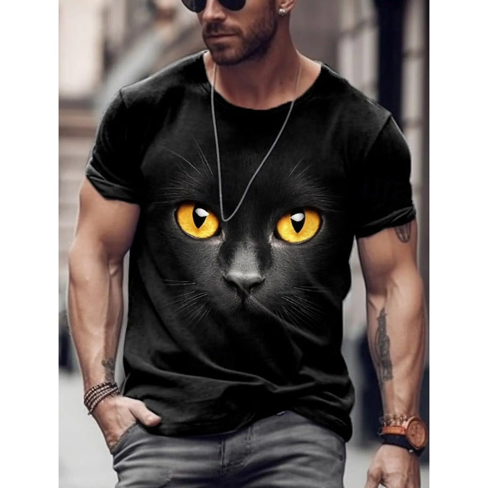 Summer Men's 3D Digital Printed Animal Pattern Trendy Short-Sleeve Tee