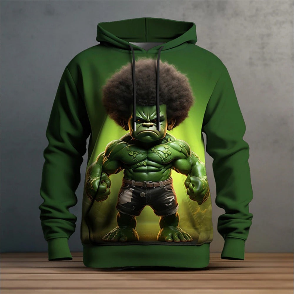Healthy Fabric Green Giant 3D Digital Print Hoodie Men's Pullover