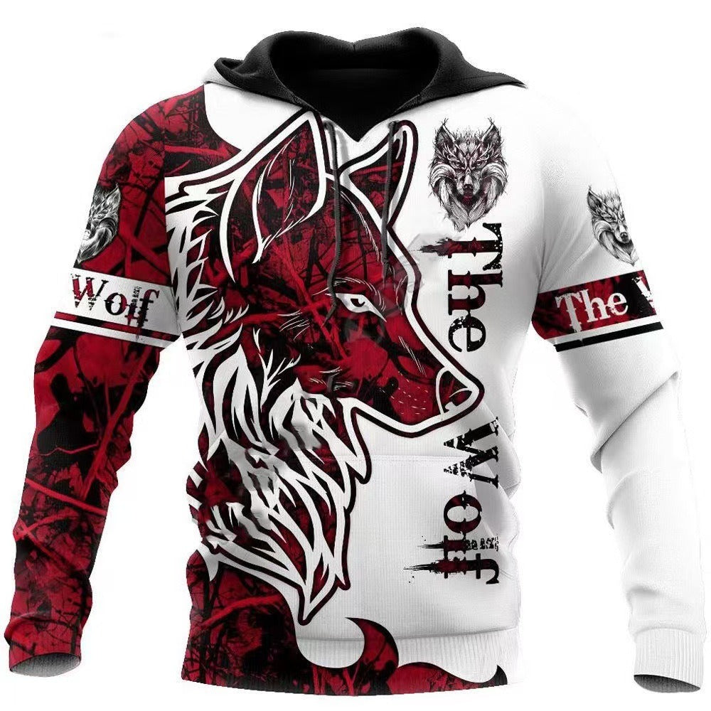 New 3D Animal Print Hooded Sweatshirt Men's Casual Two-Piece Set