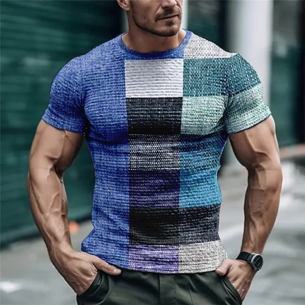 Summer Men's Round-Neck Printed Sportswear Casual Top
