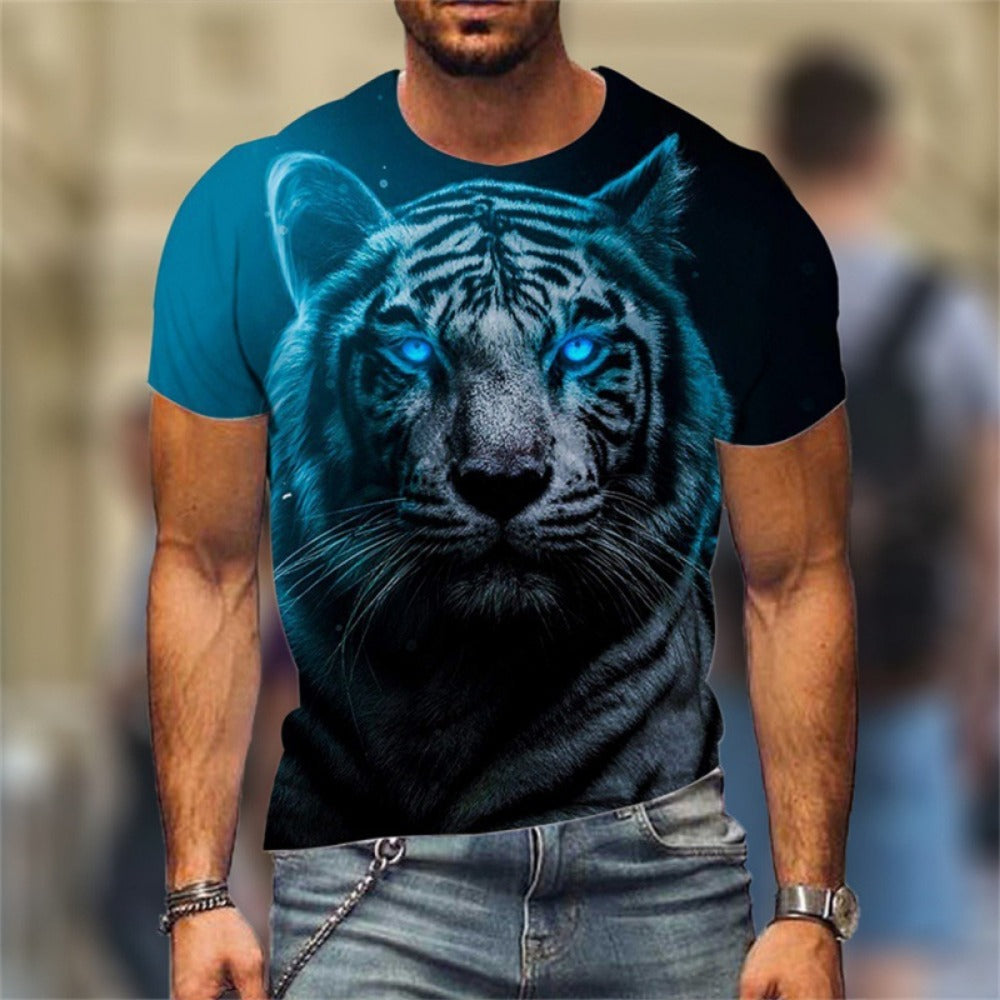 Lion vs Beast 3D Print Men's Oversized Short-Sleeve Summer T-Shirt