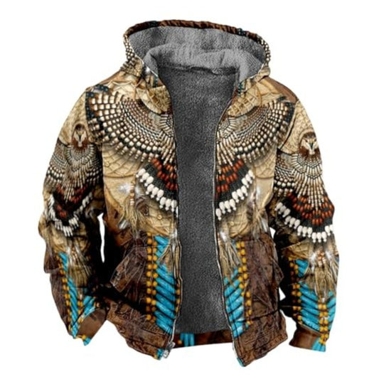 Hot Fleece-Lined Winter Padded Coat Men's Double-Layer Warm Hooded Jacket