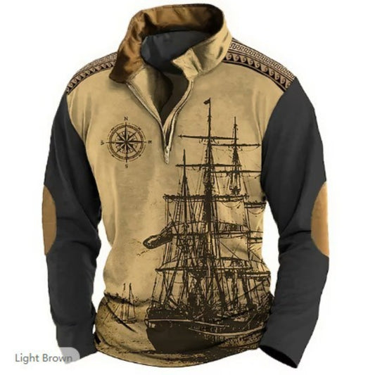 Half-Zip Tribal 3D Print Men's Pullover Hoodie
