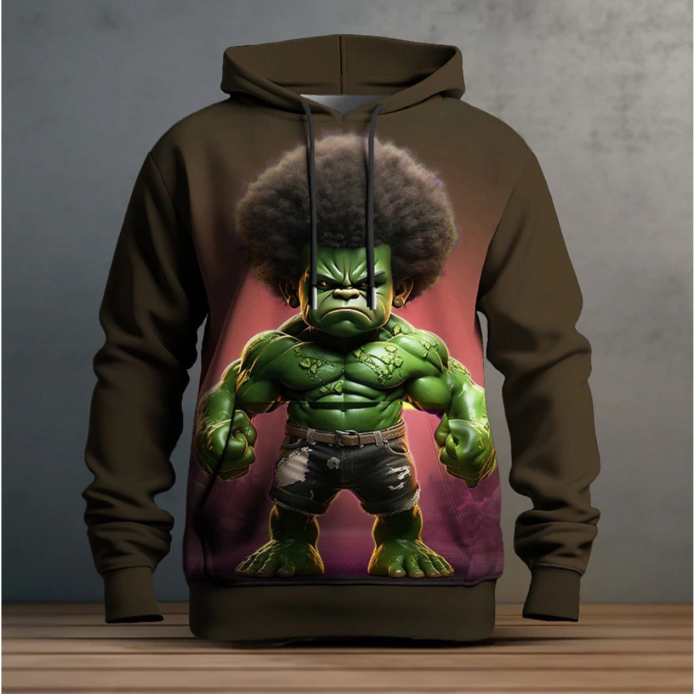 Healthy Fabric Green Giant 3D Digital Print Hoodie Men's Pullover