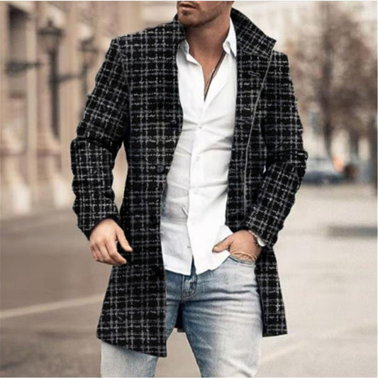 New Plaid Wool Blend Trench Coat