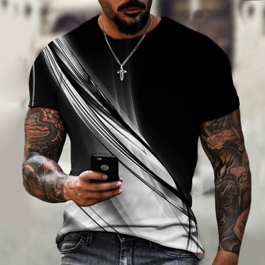 Summer Men's Smiley Face 3D Print Prank Short-Sleeve Tee