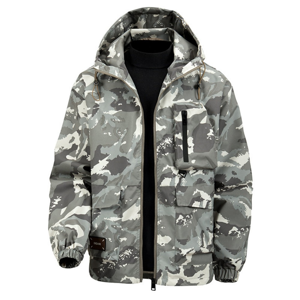 New Men's Camo Hooded Water-Resistant Winter Jacket