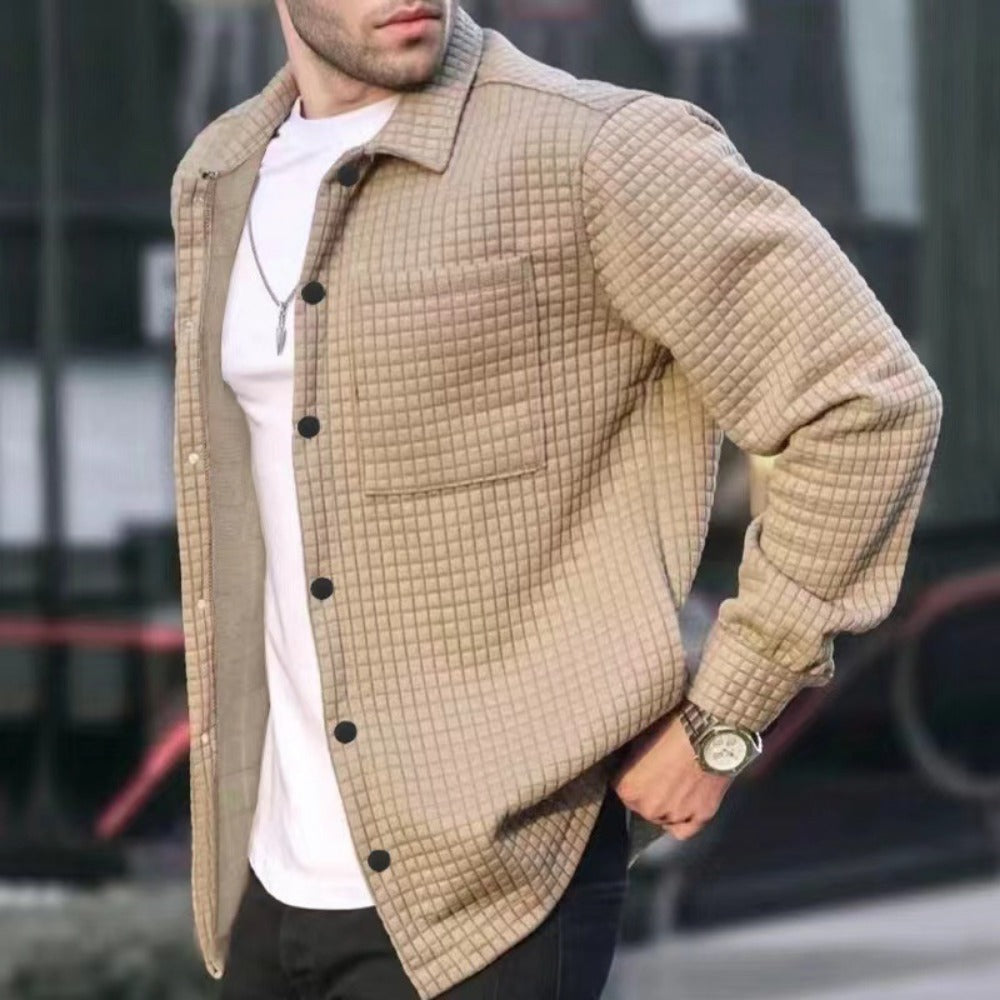Bestseller Men's Casual Plaid Long-Sleeve Shirt Jacket Open-Front Coat