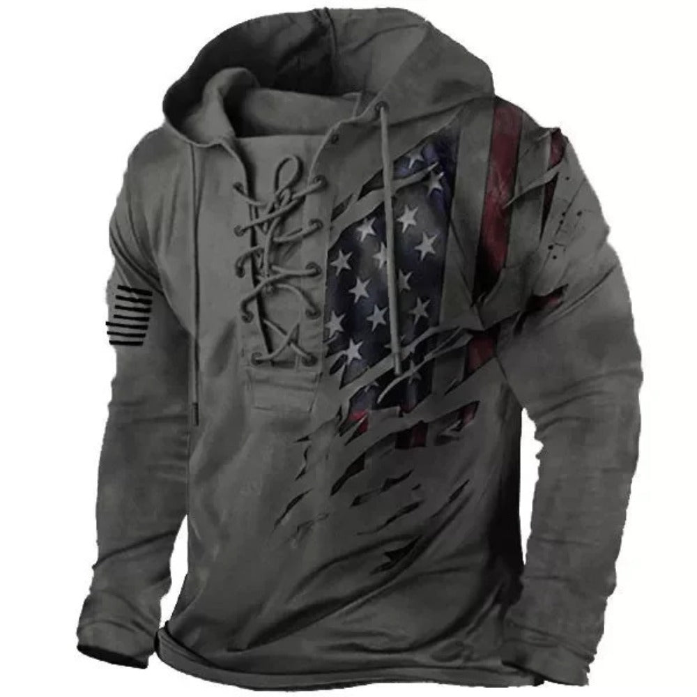 New Men's Drawstring Hoodie 3D Digital Print Casual Top