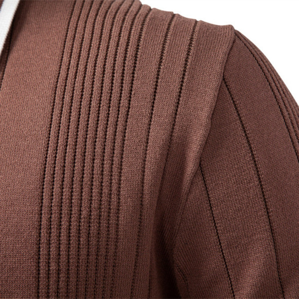 New Polo Collar Semi-Zip Men’s Sweater – High-Quality Knitwear