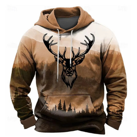 Men's Camo Sportswear Hoodie 3D Digital Print Deer Pattern Oversized Casual