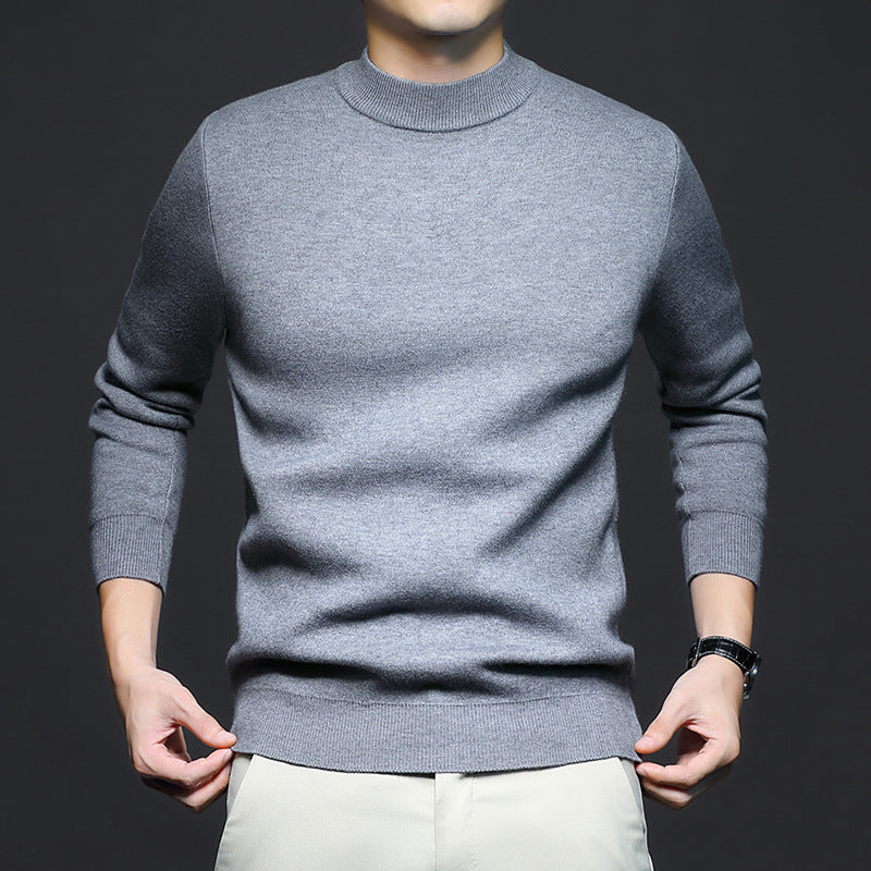 New Season Men's Sweater Solid Color Anti-Pilling Fine Wool Knit Long-Sleeve Mock Neck Top