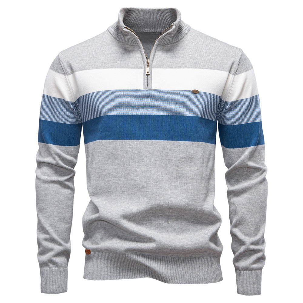 New Men's Open-Chest Stand Collar Sweater Pullover Knitted Sweater