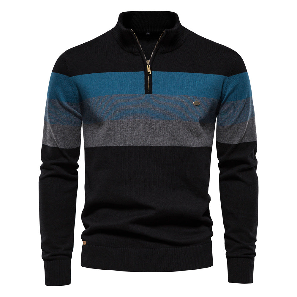New Men's Open-Chest Stand Collar Sweater Pullover Knitted Sweater