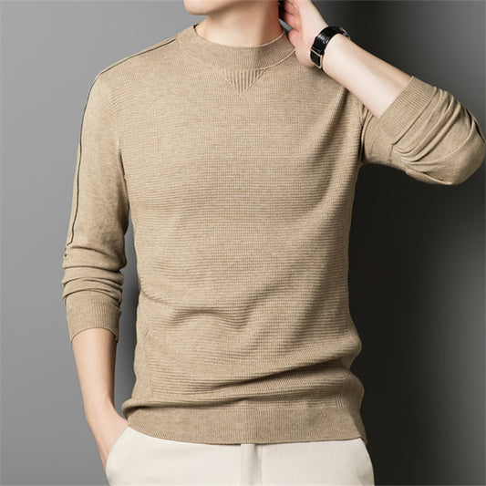 Men's Knit Sweater for Spring/Autumn Trendy Jacquard Knitwear for Young Men