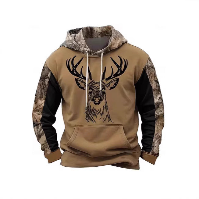 Men's Camo Deer 3D Print Hoodie Plus-Size Casual Wear