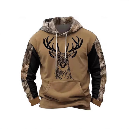 Men's Camo Deer 3D Print Hoodie Plus-Size Casual Wear