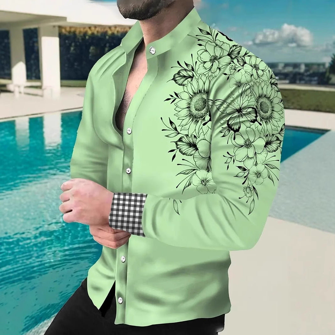 Summer New Men's Casual Top 3D Print Fashion Loose Short Sleeve Shirt