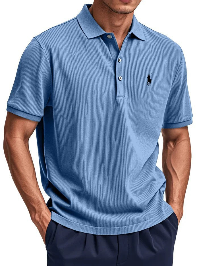 Summer New Men's Wear Casual Button Turn-Down Collar Polo Shirt Men White Black