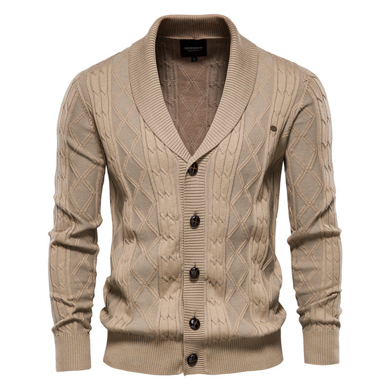 2025 Men’s V-Neck Cardigan Sweater - Trendy Thick Knit Pullover, Long Sleeve Cardigan Jacket for Men
