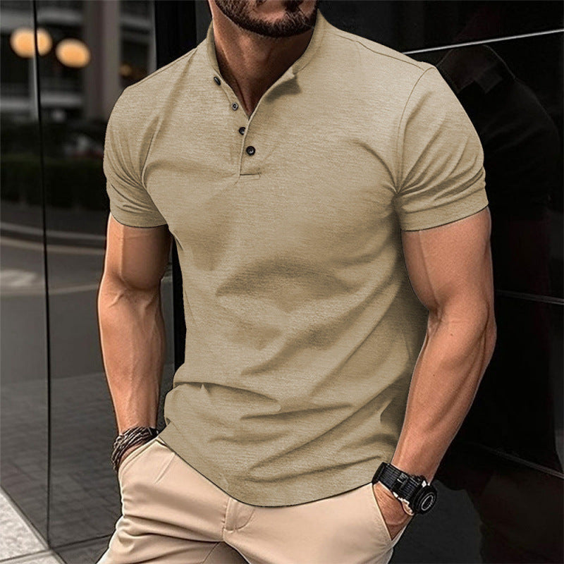 Ins Men's Casual Polo Shirt Summer New Men's Wear Button Henley Polo
