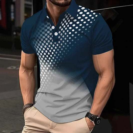 Hot Item Irregular Pattern Gradient Dyed Golf Men's Button Polo Shirt