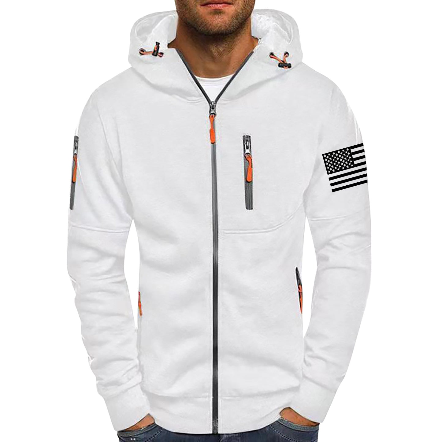 Men's Fitness Zip-Up Hoodie Sporty Casual Pullover