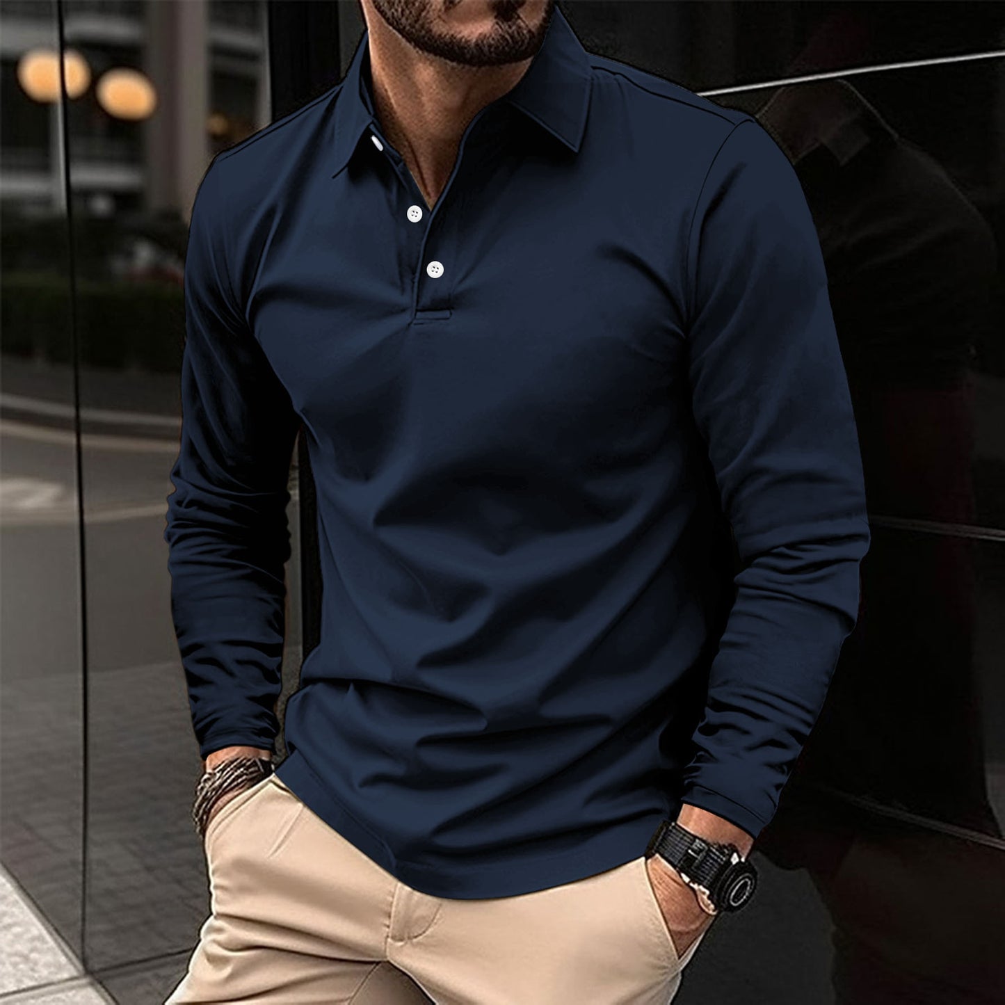 Ins Spring Autumn Polo Shirt Men's Long Sleeve Sport Polo Shirt