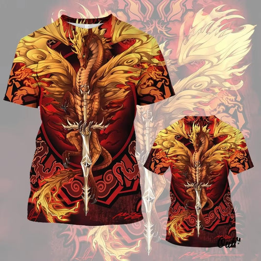 Spring/Summer Cartoon 3D Digital Print Oversized Men's Street Tee