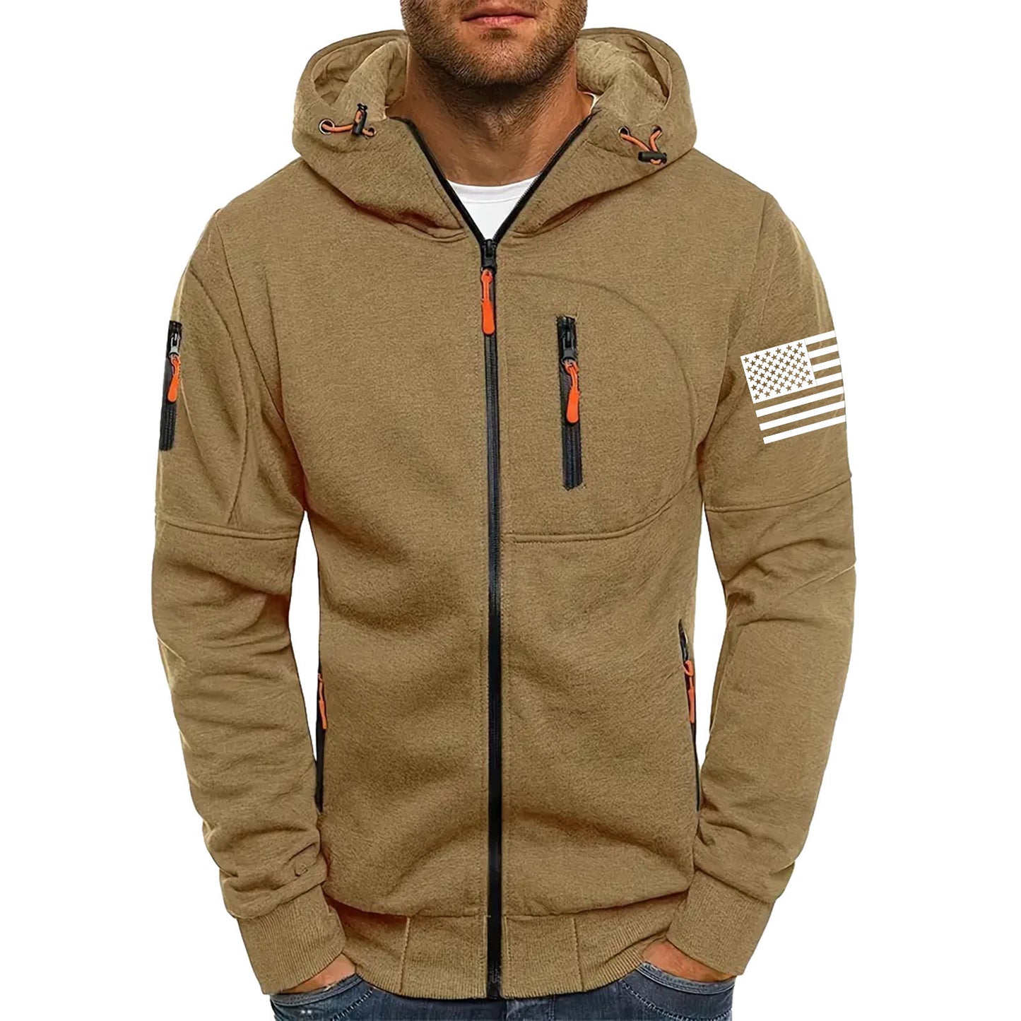 Men's Fitness Zip-Up Hoodie Sporty Casual Pullover