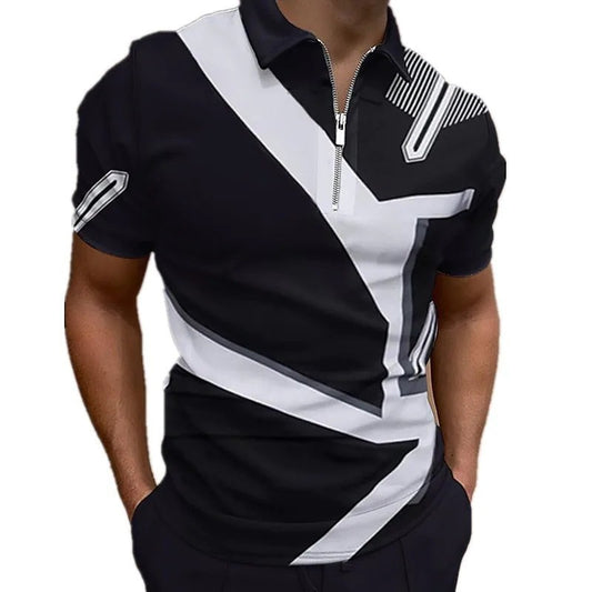 Overseas Warehouse New Men's 3D Digital Print Short Sleeve Loose Casual Polo Shirt Top