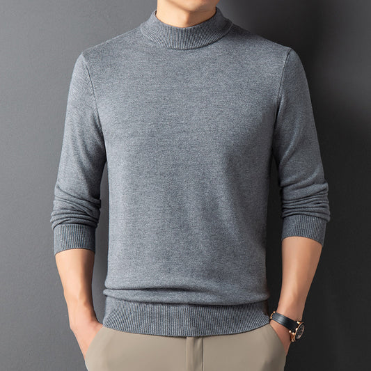 Semi-Turtleneck Thickened Knit Sweater for Winter – Warm Solid Color Men's Pullover Wool Sweater