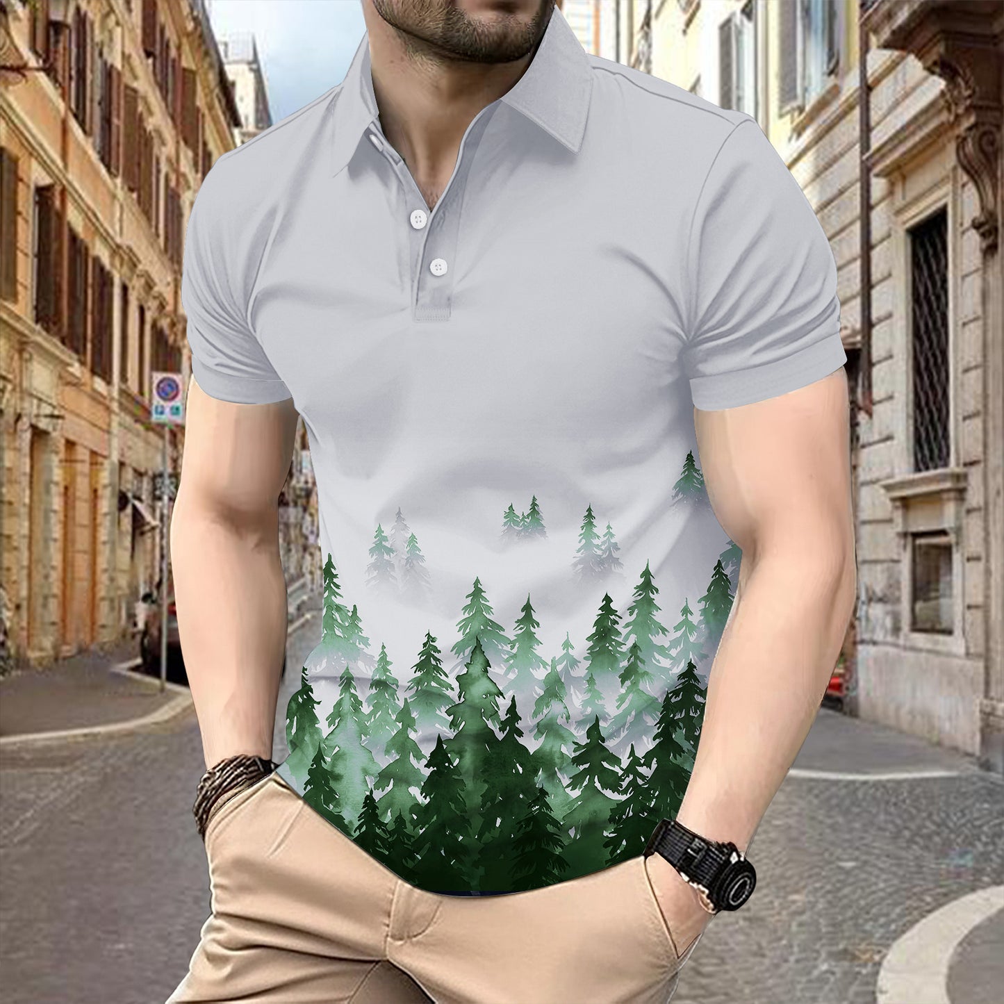 Summer Polo Shirt Pocket Men's Short Sleeve Turn-Down Collar Fashion Casual Thin