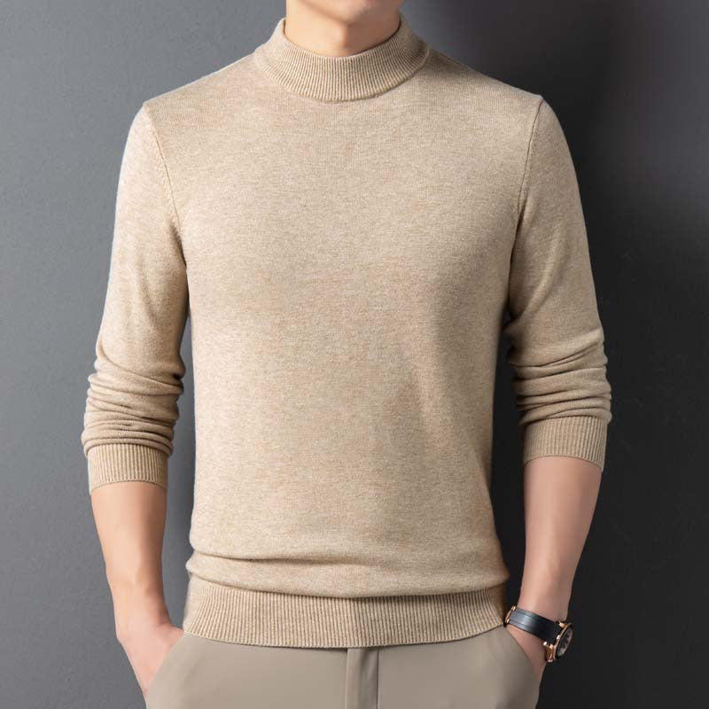 Semi-Turtleneck Thickened Knit Sweater for Winter – Warm Solid Color Men's Pullover Wool Sweater
