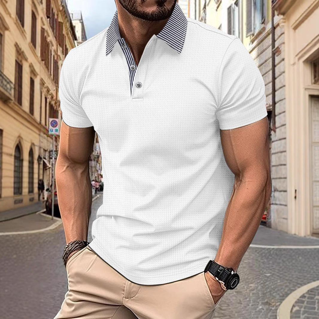 Spring Summer New Men's Wear Men's Polo Shirt Print Short Sleeve Button Turn-Down Collar T-Shirt Casual Top