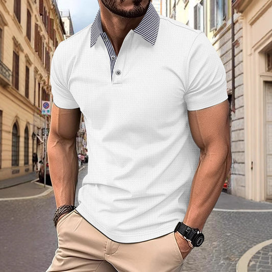 Spring Summer New Men's Wear Men's Polo Shirt Print Short Sleeve Button Turn-Down Collar T-Shirt Casual Top