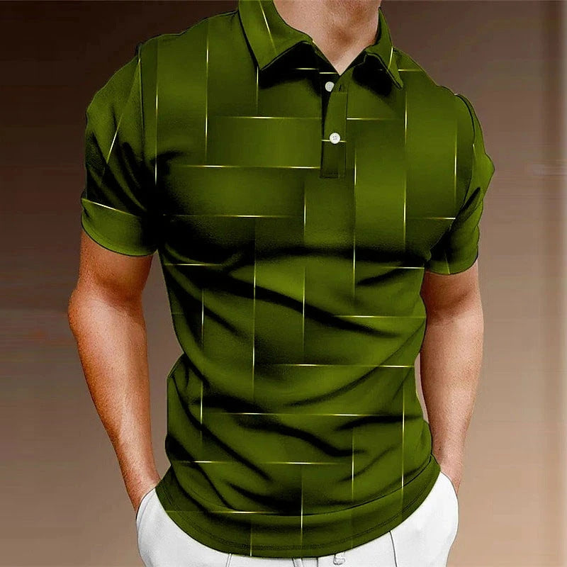 New Pullover Polo Shirt Button Solid Color Short Sleeve Fashion Retro Commute Men's Short Sleeve