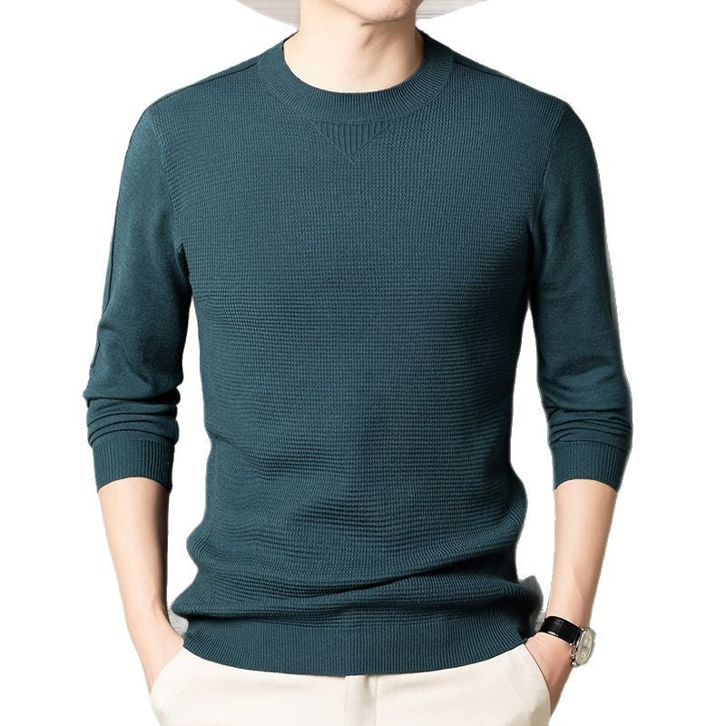 Men's Knit Sweater for Spring/Autumn Trendy Jacquard Knitwear for Young Men