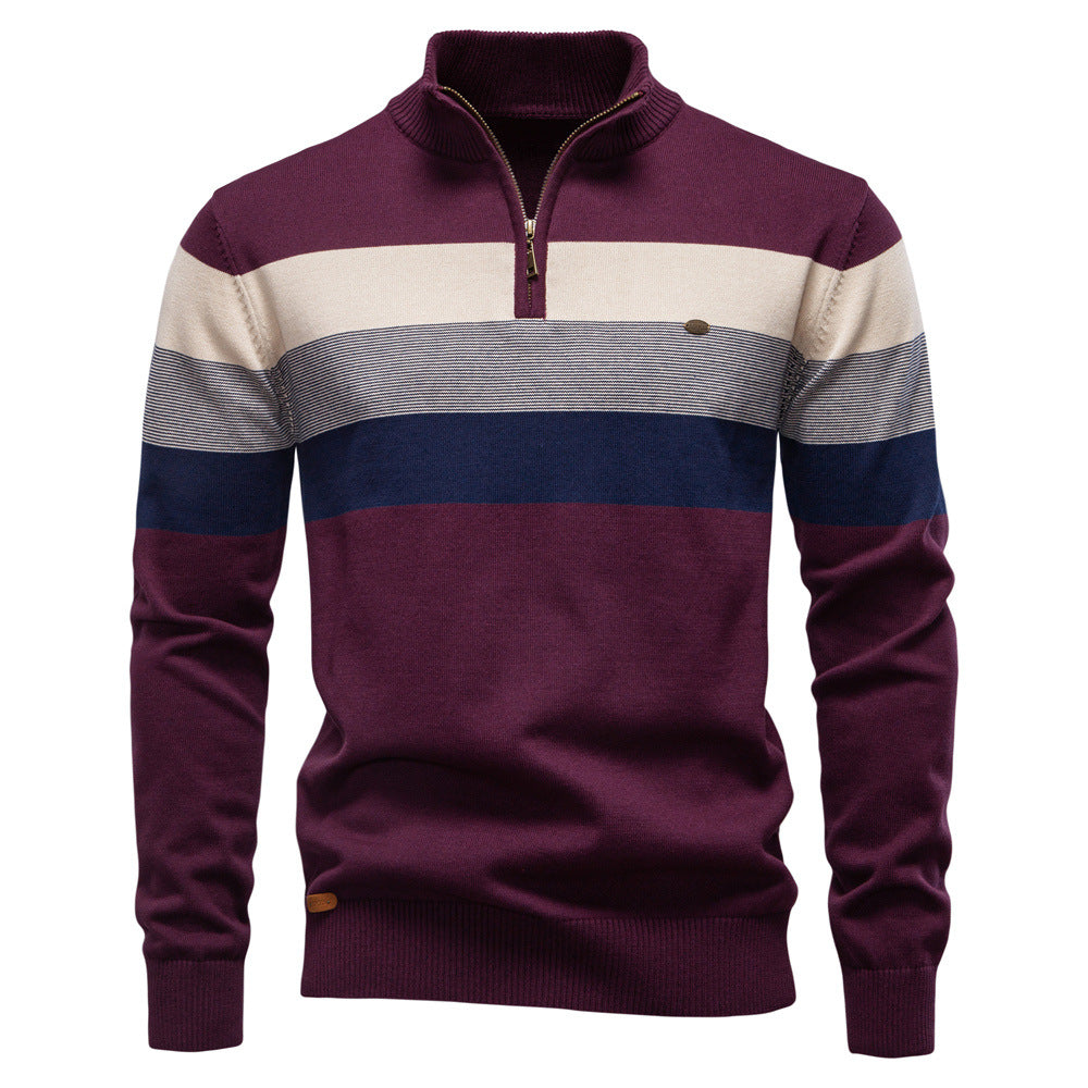 New Men's Open-Chest Stand Collar Sweater Pullover Knitted Sweater
