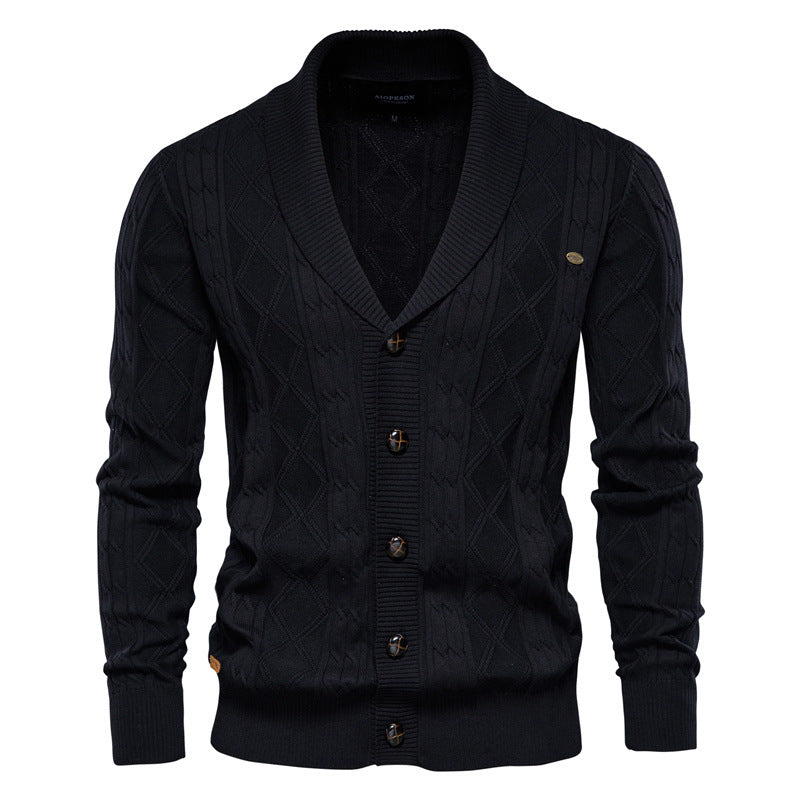 2025 Men’s V-Neck Cardigan Sweater - Trendy Thick Knit Pullover, Long Sleeve Cardigan Jacket for Men