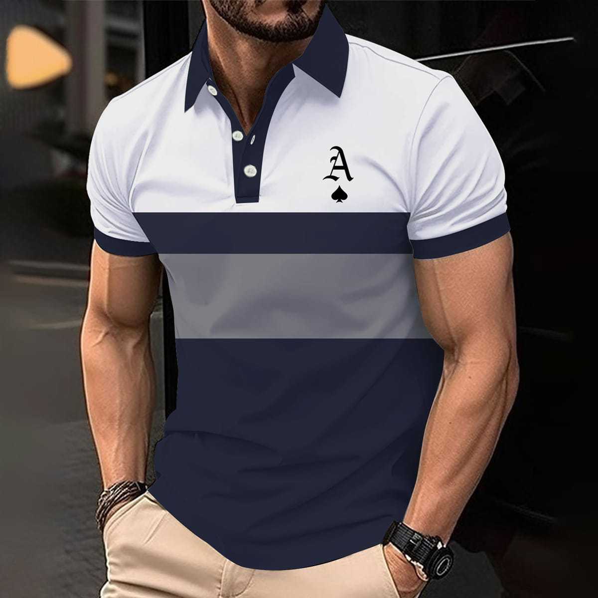 Summer 3D Polo Shirt Button Digital Print Men's Sport Polo Shirt