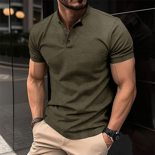 Ins Men's Casual Polo Shirt Summer New Men's Wear Button Henley Polo