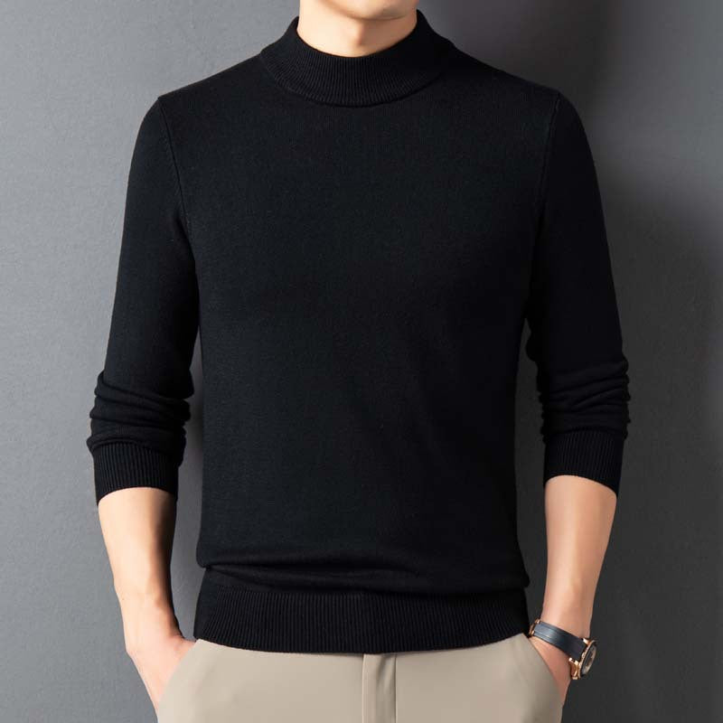 Semi-Turtleneck Thickened Knit Sweater for Winter – Warm Solid Color Men's Pullover Wool Sweater