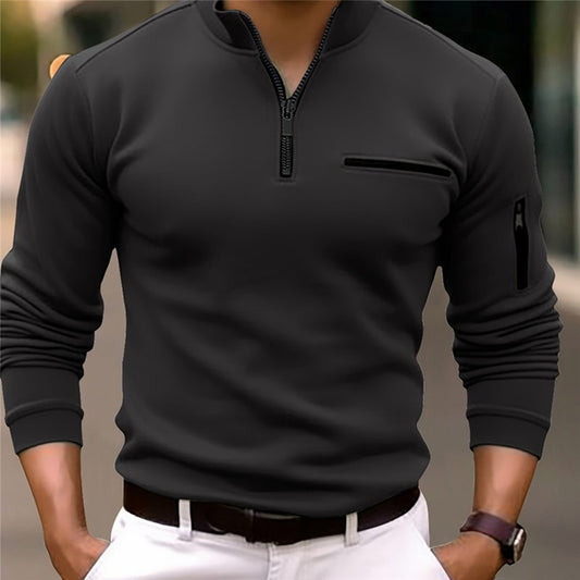 Spring Autumn Polo Shirt Arm Zipper Men's Sport Polo Shirt