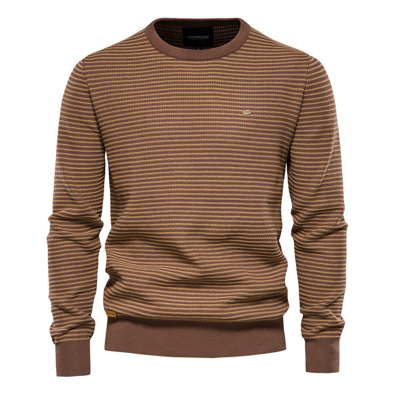 New Men's High Neck Pullover Solid Color Knit Sweater Business Casual Top