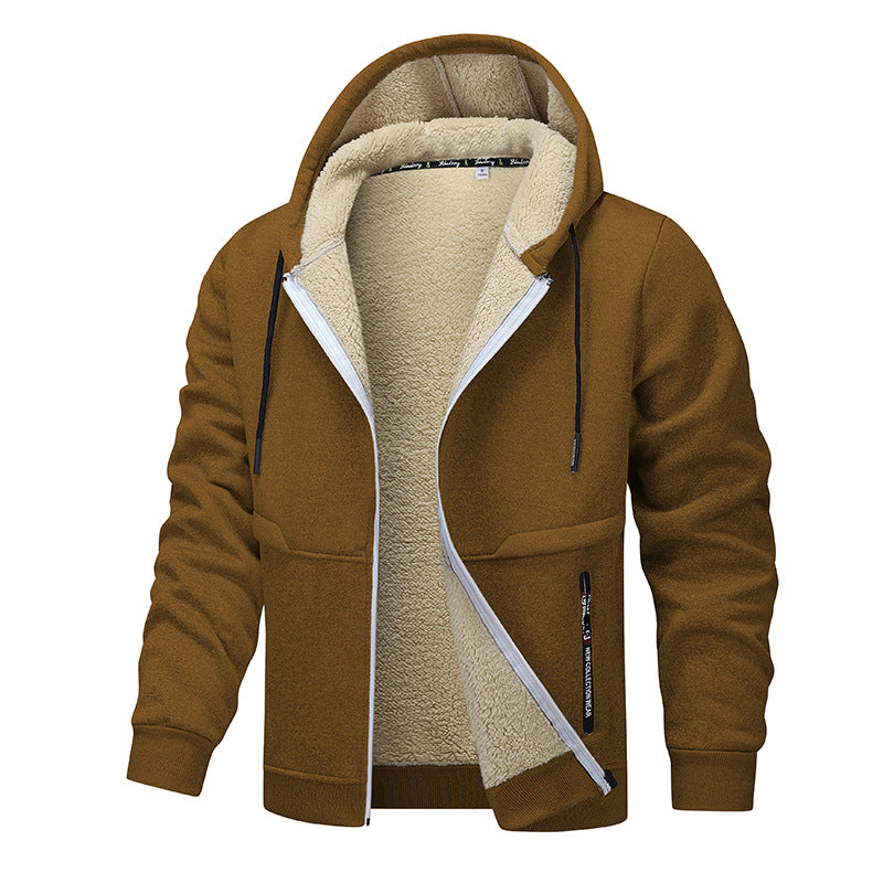 Thick Loose Sherpa Hoodie Work Jacket for Laborers